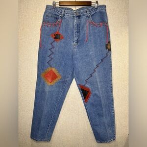 Vintage 90’s Zana Di Aztec Patchwork Baggy Jeans Size 20?